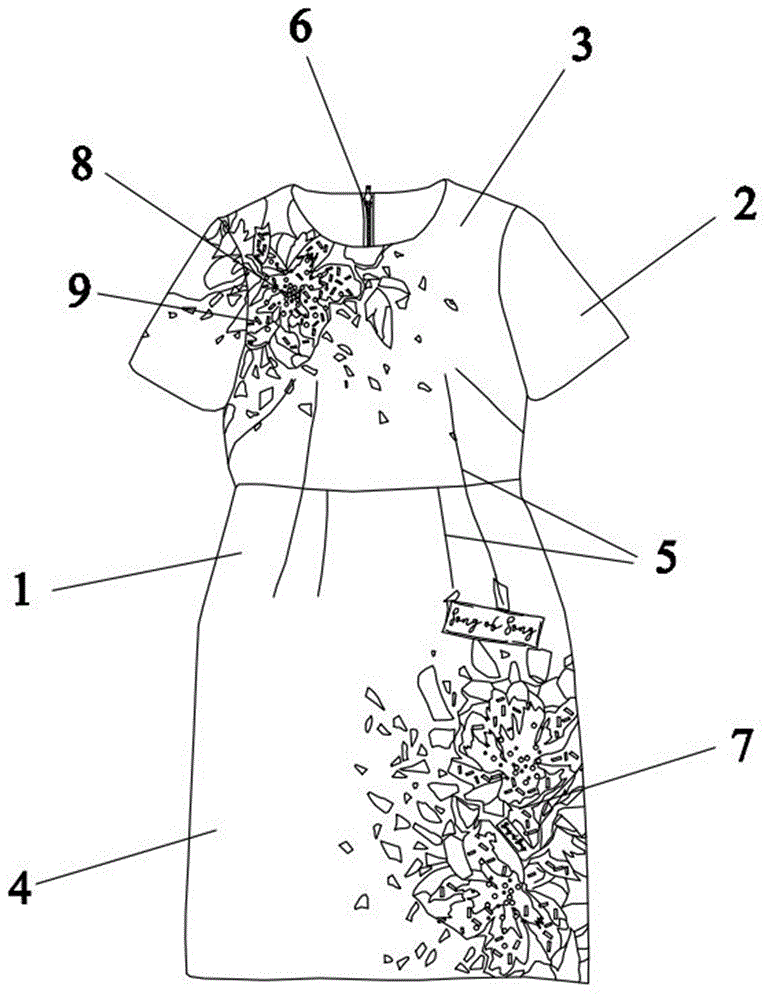 修身珍珠印花连衣裙的制作方法