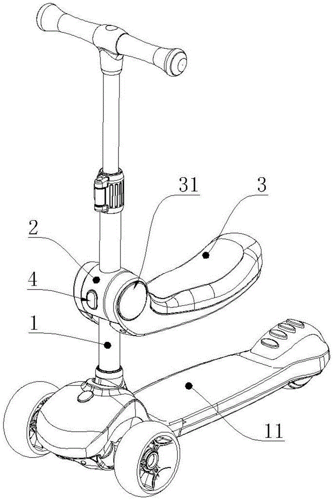 一种滑板车座椅的翻折限位结构的制作方法