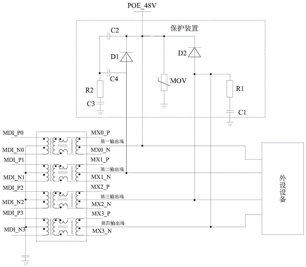 POE功能网口的保护装置的制作方法