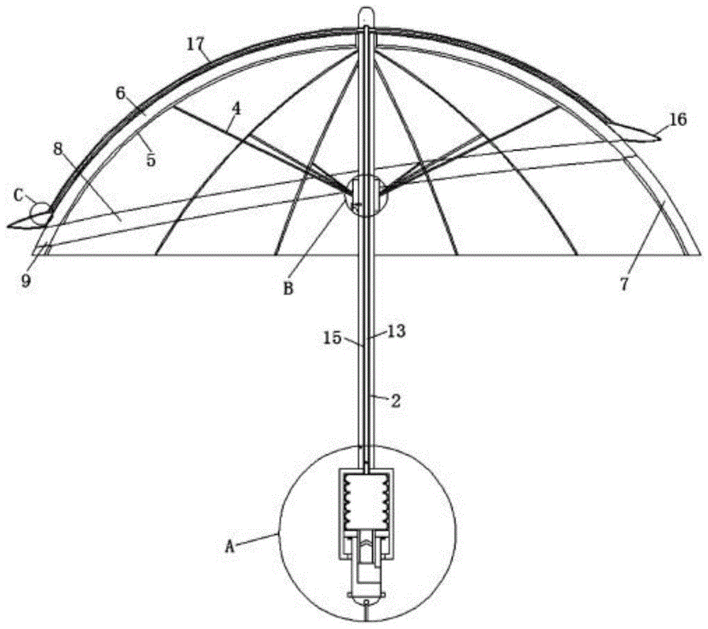 一种视线无障碍雨伞及使用方法与流程