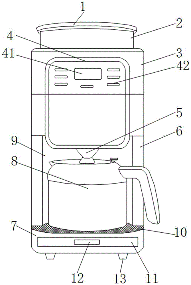 一种磨豆咖啡壶的流水装置的制作方法