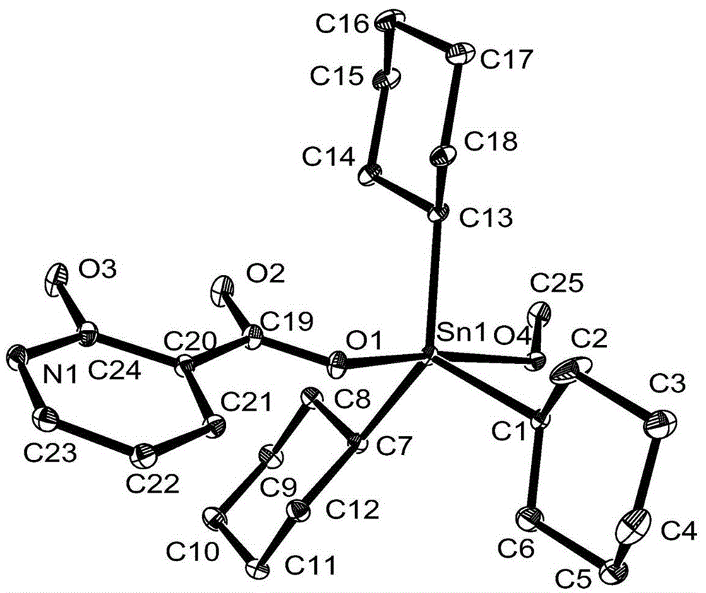 一种三环己基锡2-羟基烟酸酯配合物及其制备方法与应用与流程