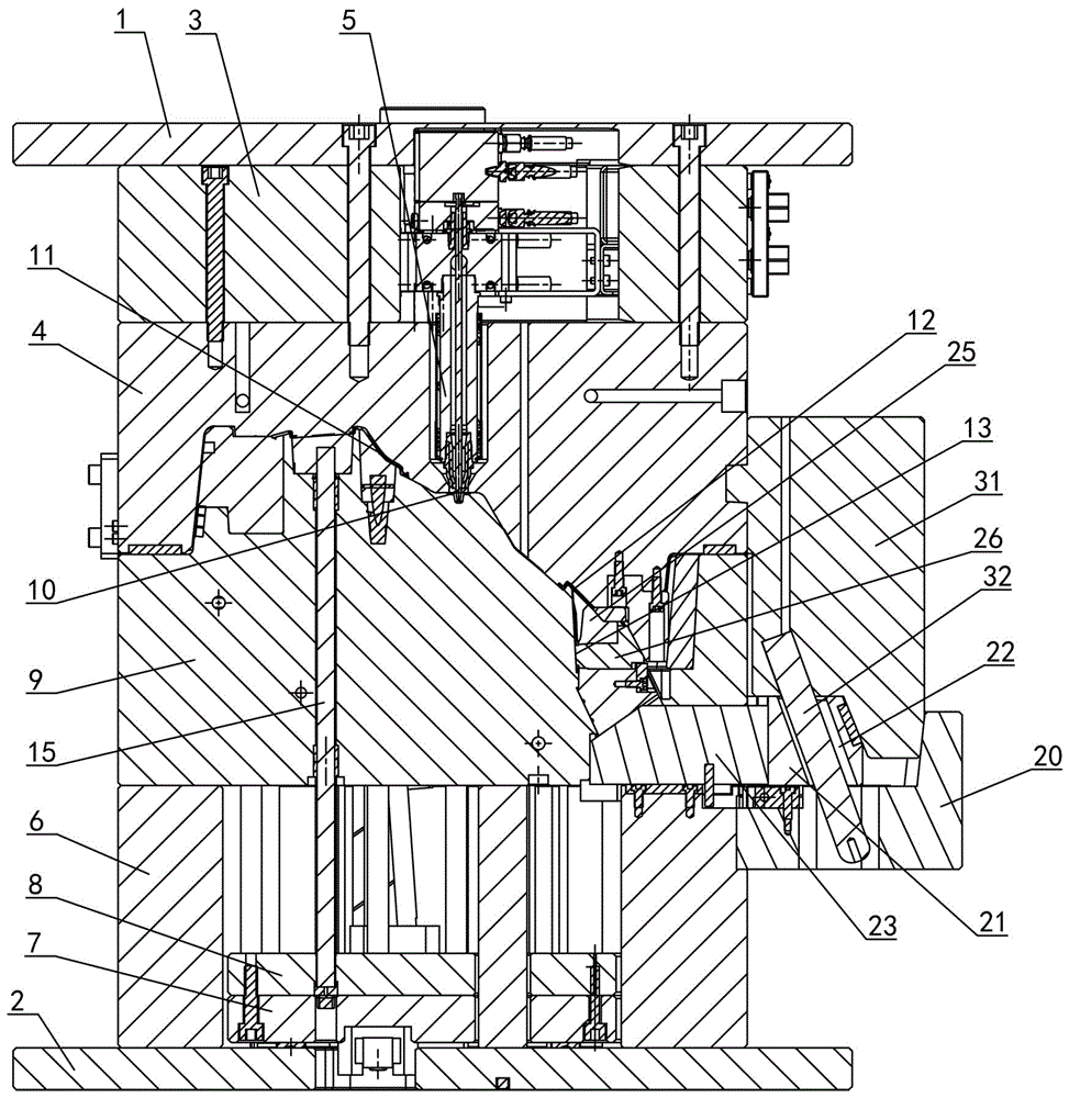 具有大角度倒扣模具的三级滑块脱模机构的制作方法