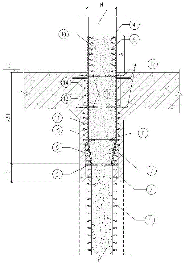 一种逆作钢管混凝土柱与顺作钢管柱连接节点的制作方法