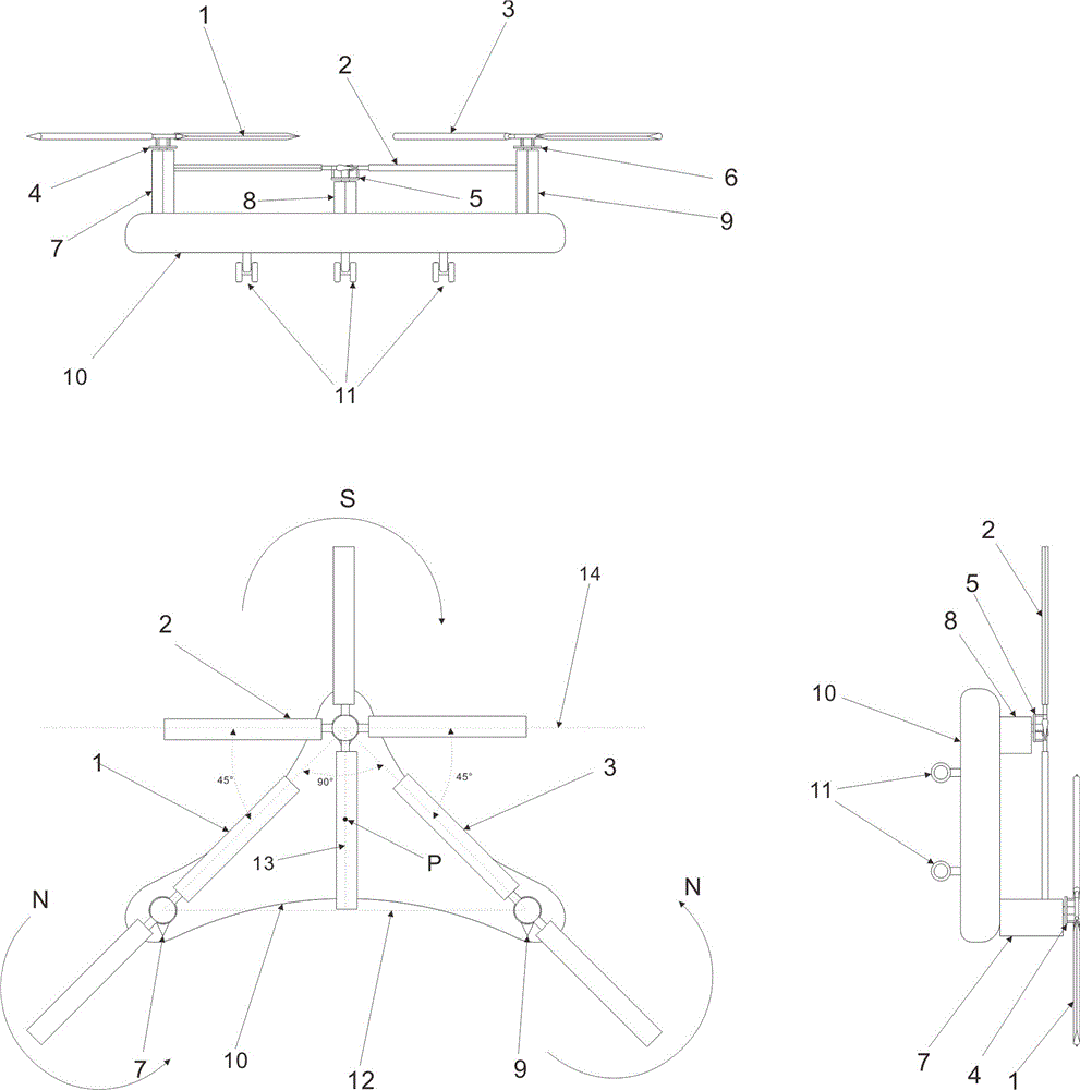 三角形式三旋翼直升机的制作方法