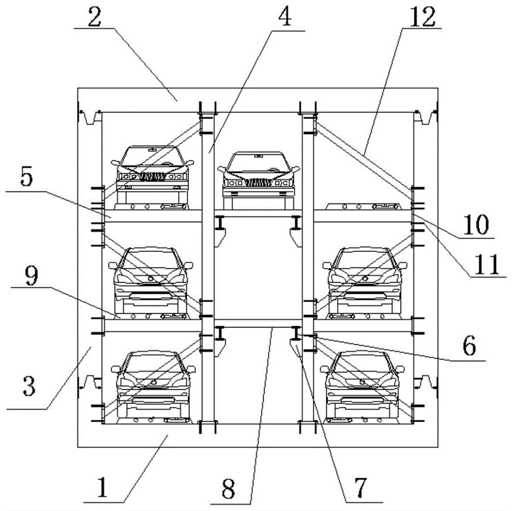 一种顶管管片与停车钢结构联合预制的地下机械立体车库结构的制作方法