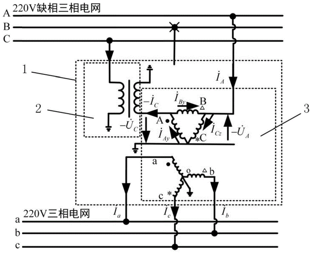 一种低压不停电两相变三相的装置及方法与流程