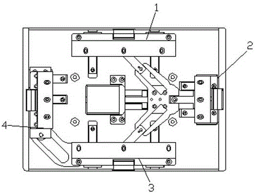 一种基于单一动力源的物料四向夹持定位装置的制作方法