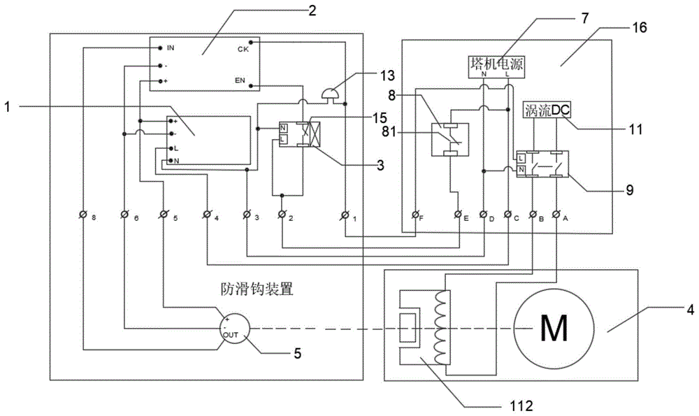 一种带涡流制动的卷扬塔机的防滑钩装置的制作方法