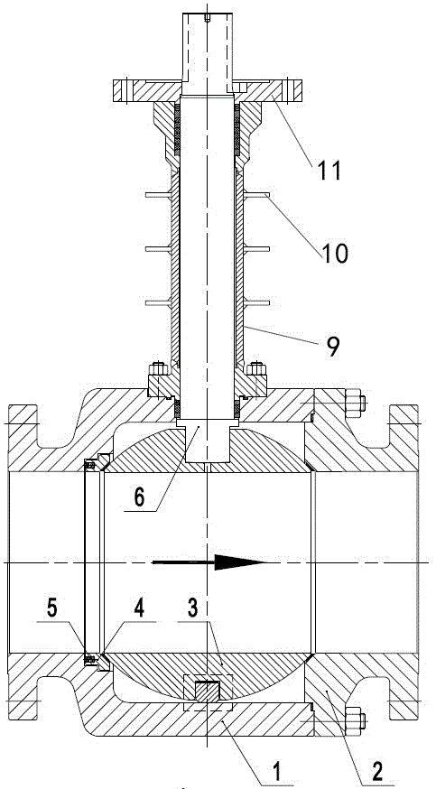 一种大口径单向高温硬密封浮动球阀的制作方法