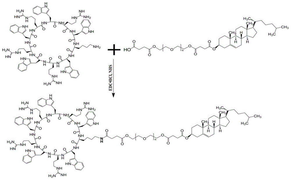 一种基于胆固醇聚乙二醇穿膜肽的三嵌段聚合物的制备及应用的制作方法