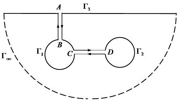 一种基于时域边界元法分析半无限域双孔洞动力问题的数值方法与流程