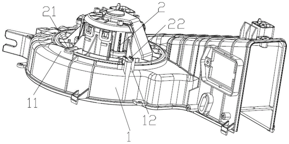 汽车HVAC总成电机风扇安装固定结构的制作方法