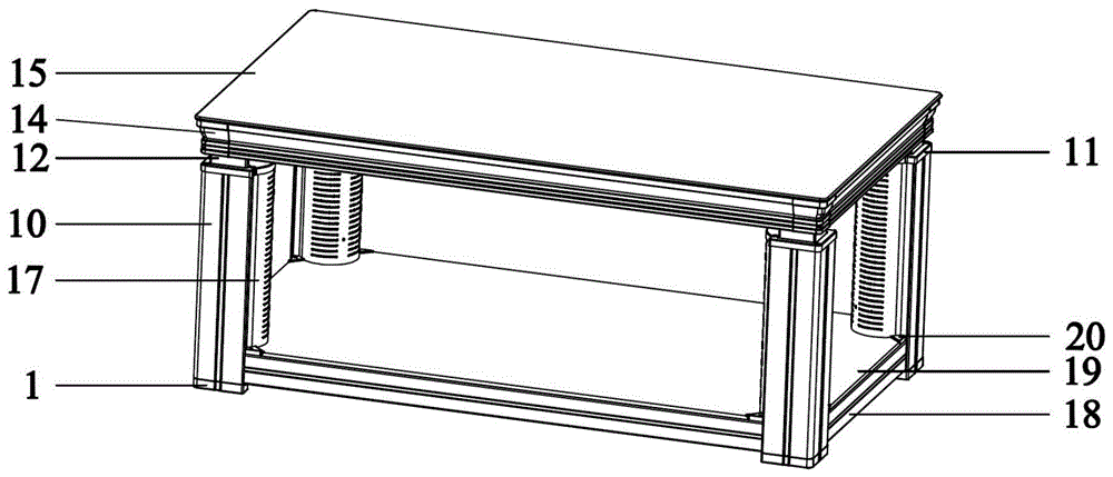一种四柱发热的多功能升降取暖茶几的制作方法
