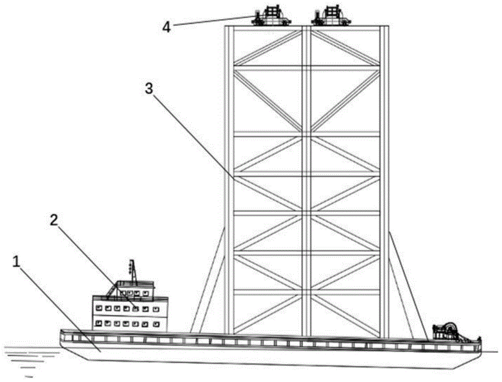 一种联船式吊机结构及其水上桥梁施工方法与流程