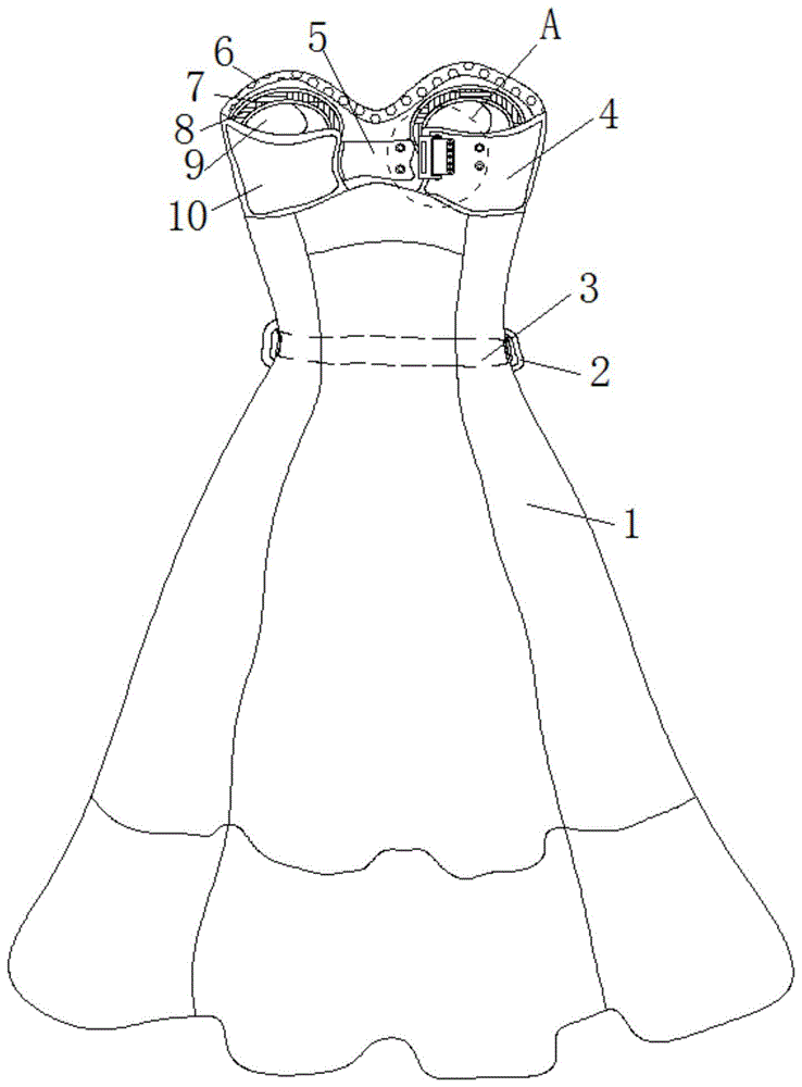 一种一体式抹胸结构防滑修身连衣裙的制作方法