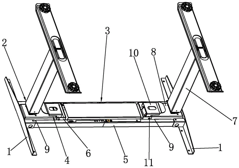 一种装配有压扣式快装卡紧装置的升降桌的制作方法