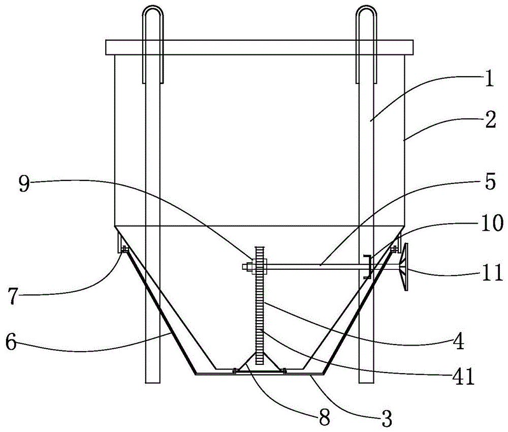 料斗下半部外壁为由下而上向外倾斜的锥形面,料斗底部设有出料口,并设