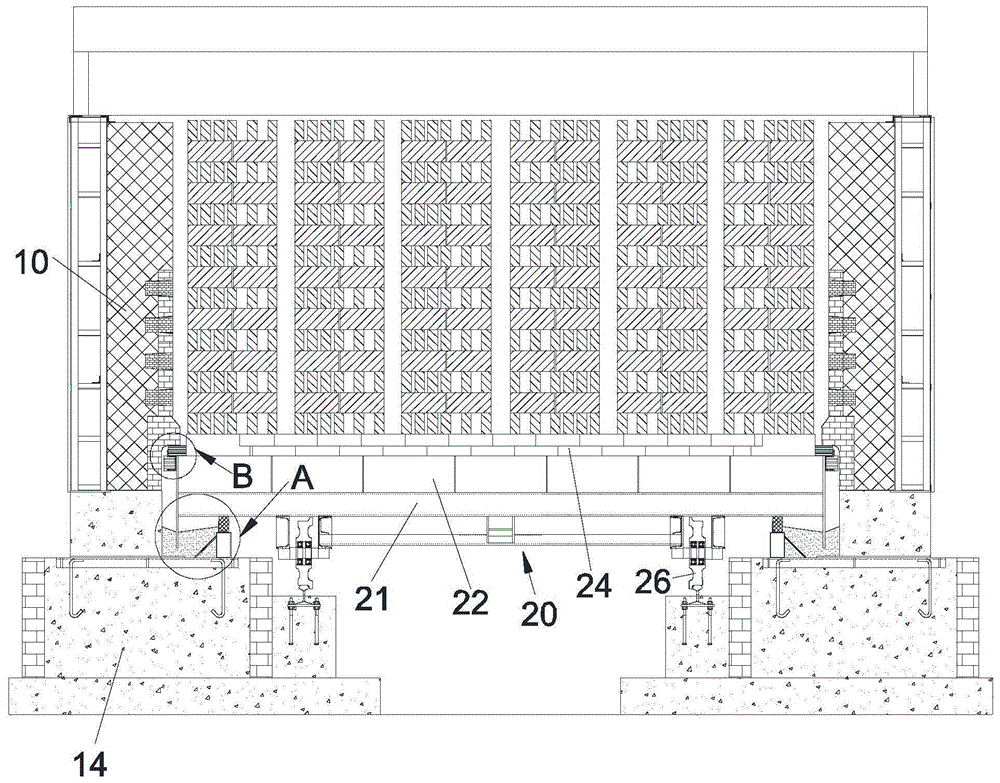 本实用新型的实施例是这样实现的:一种高效密封隧道窑,包括窑墙和窑车