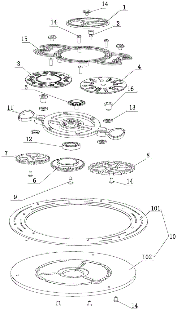 分盘式手表指示机构的制作方法