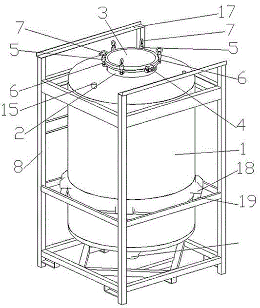 背景技术:现有的化工原料储罐产品设计结构一般采用简单的圆筒形设计