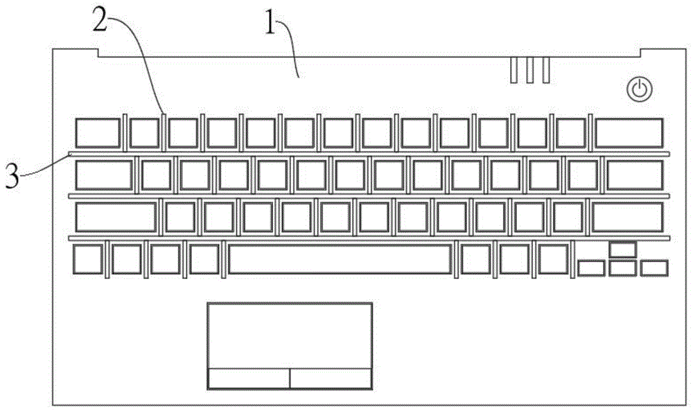 背景技术:传统笔记本键盘包括有上盖,按键,橡胶弹体,薄膜电路单元