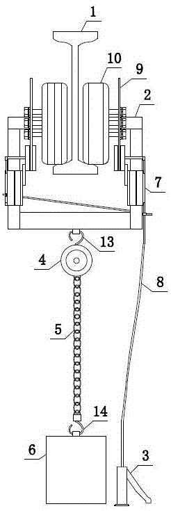 一种人工制动的单轨吊滑轮装置的制作方法