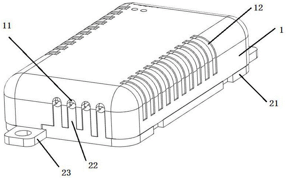 采用线束卡接式出线孔的灯具控制器外壳的制作方法