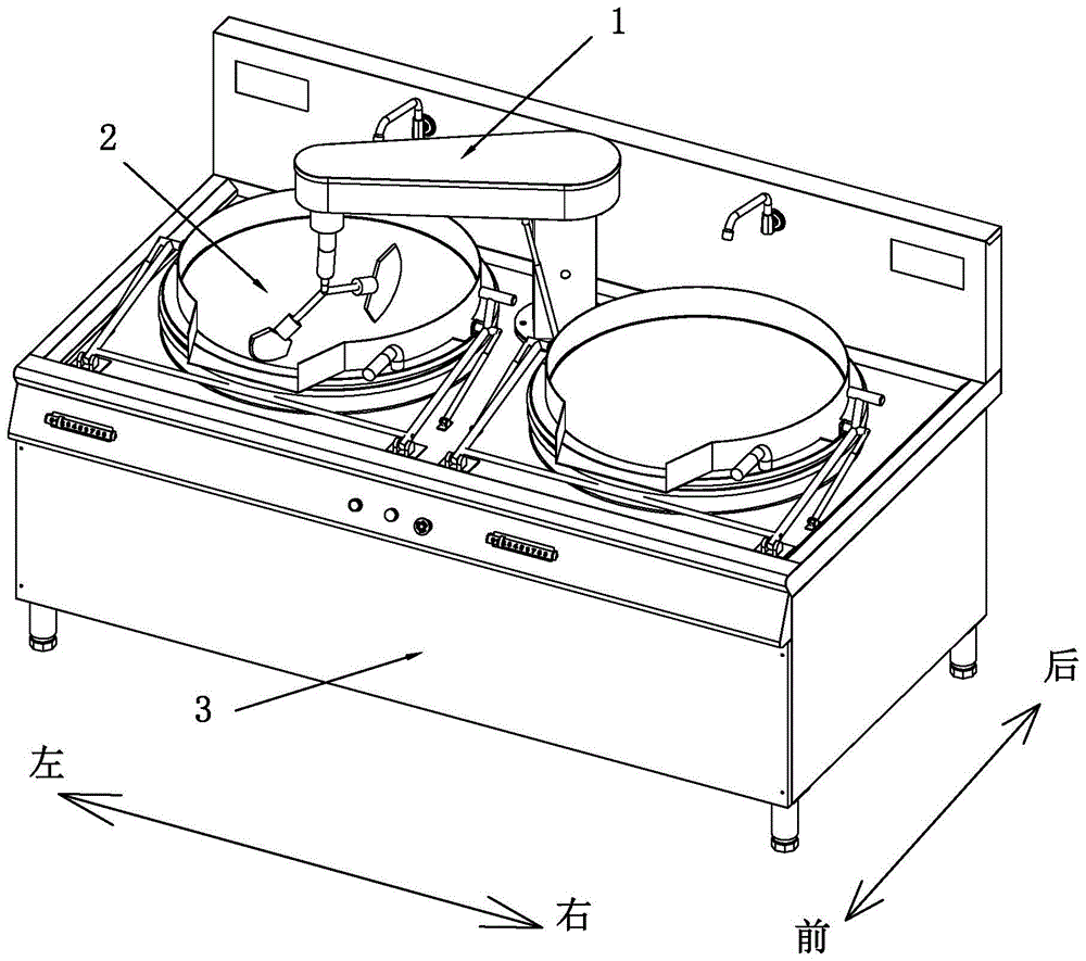 一种用于自动翻炒的双头锅灶的制作方法