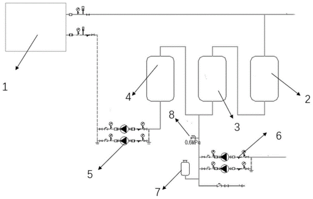 在低温热源与末端用水设备之间设置多个储水罐,确保罐内水温波动较小