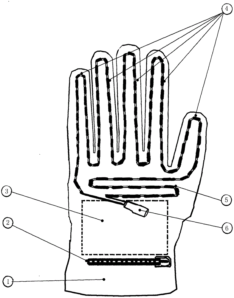 手套上可放可不放电池的电池发热手套的制作方法