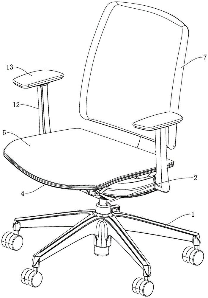 背景技术:转椅是办公场所常见的一种椅子,目前的转椅一般包括支撑脚