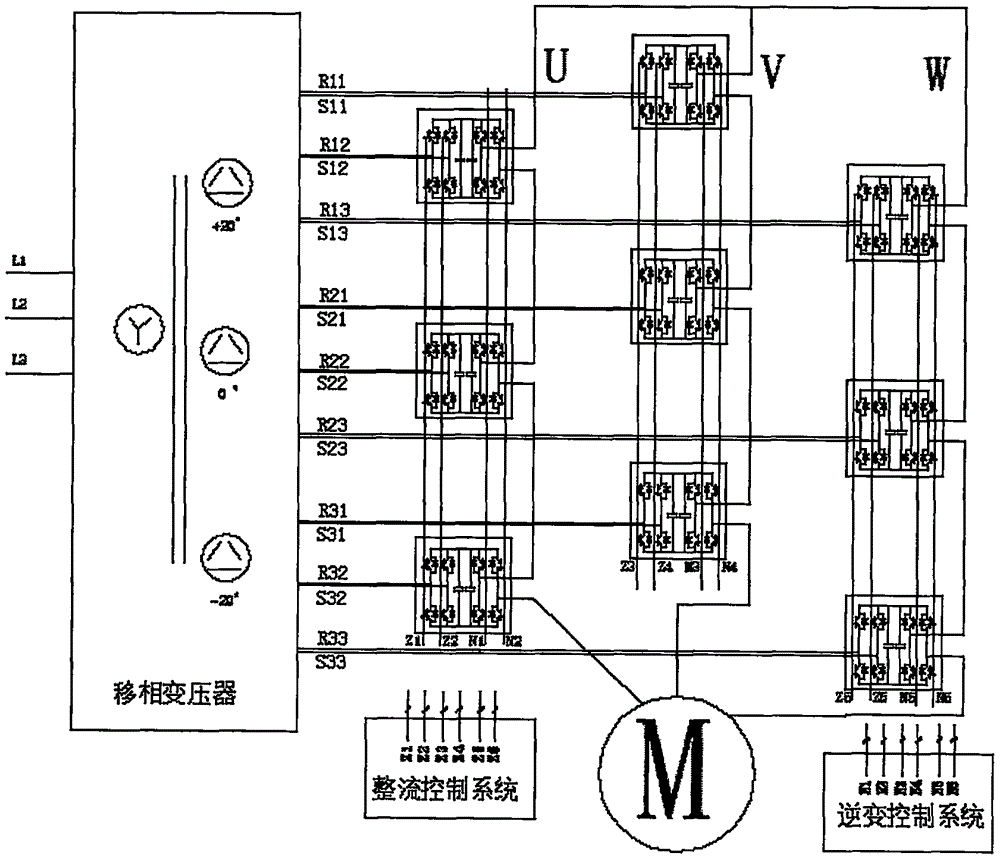 一种用于控制交流异步电机的18脉冲中低压变频器的制作方法