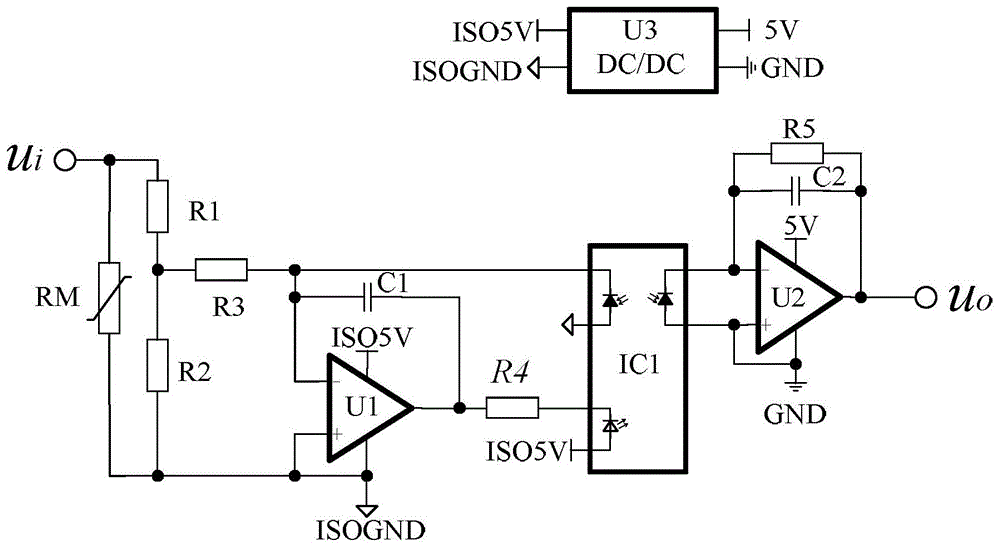 直流电压信号的隔离采样电路的制作方法