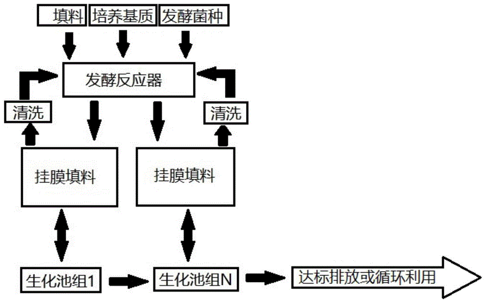 一种通过发酵反应器在填料上挂膜并向生化池转移的方法与流程