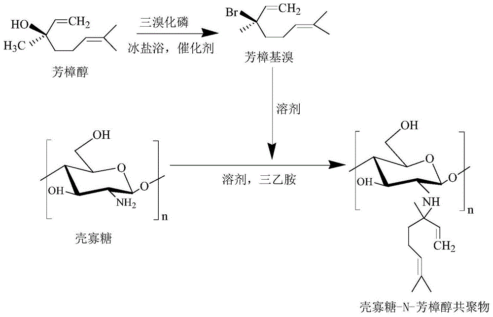 壳寡糖-N-芳樟醇共聚物及其制备方法与应用与流程