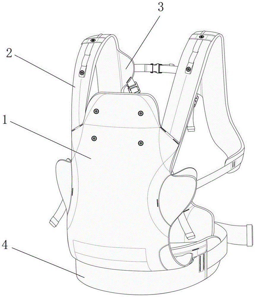 一款可以分散负重和自由调节坐垫宽窄的婴儿背带的制作方法
