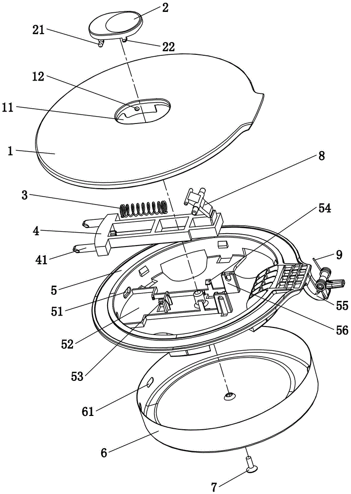 电热水壶壶盖的锁扣安装结构的制作方法