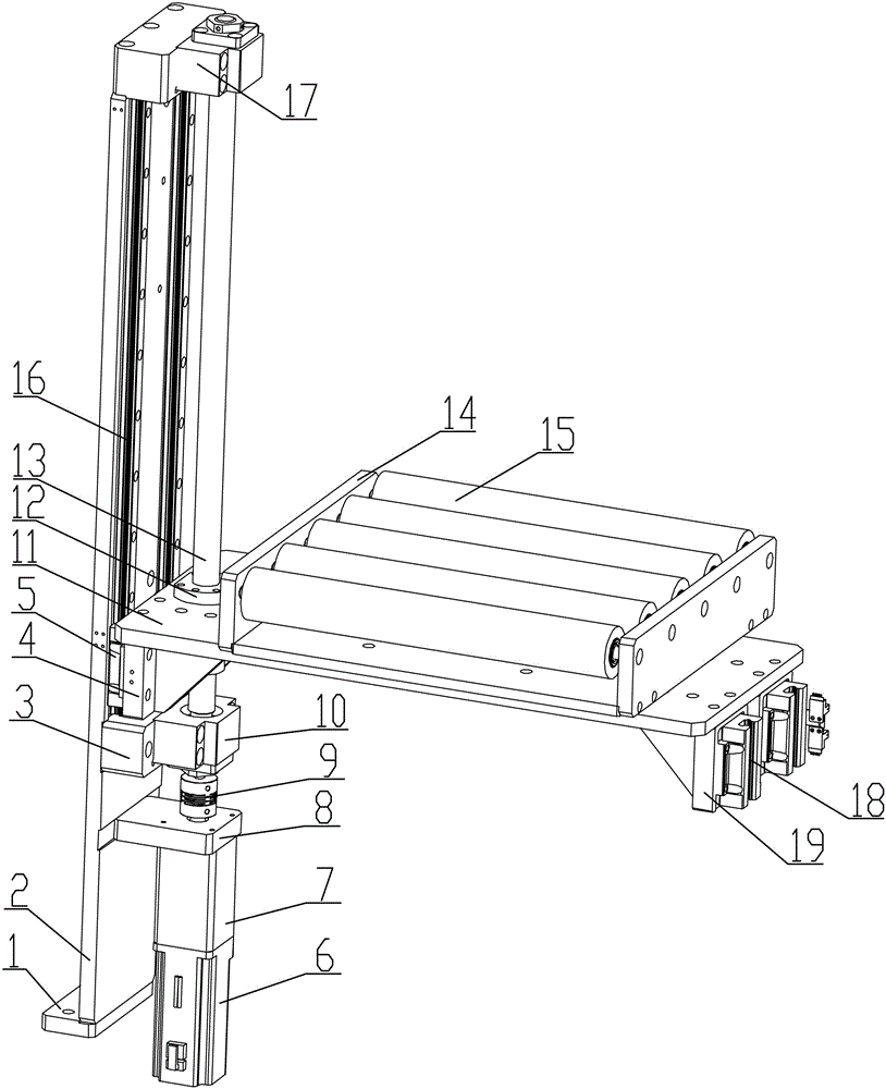 用于酒盒混装生产线的升降滚轮对接装置的制作方法