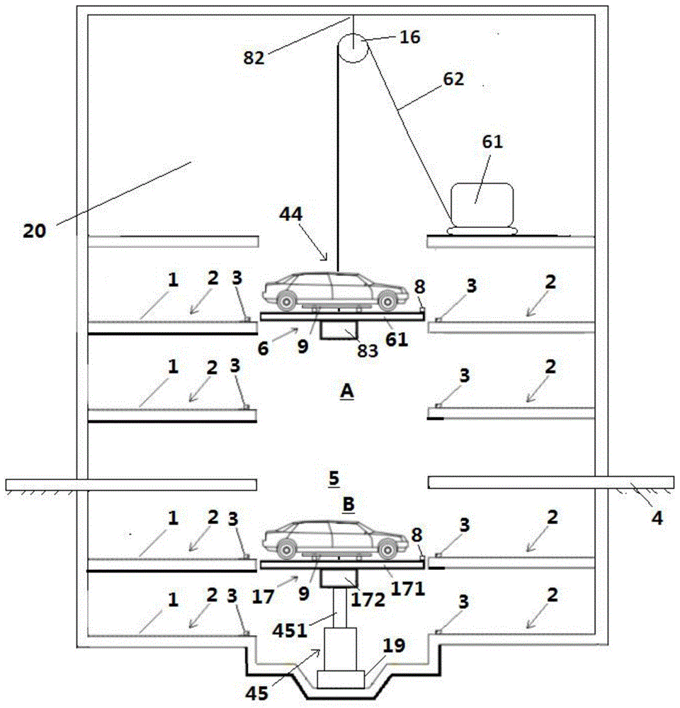 用于地上地下车库的复合式停取车平台的制作方法