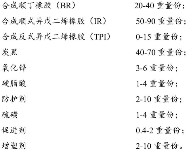 一种以合成橡胶为基础胶的胎侧支撑胶及其制备方法与应用与流程