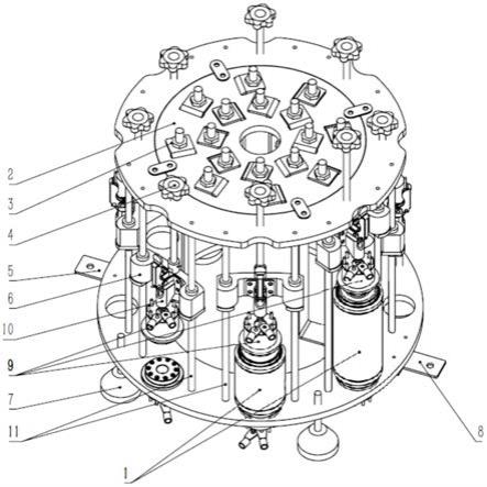 圆柱排列多工位超级电容组合测试工装治具的制作方法