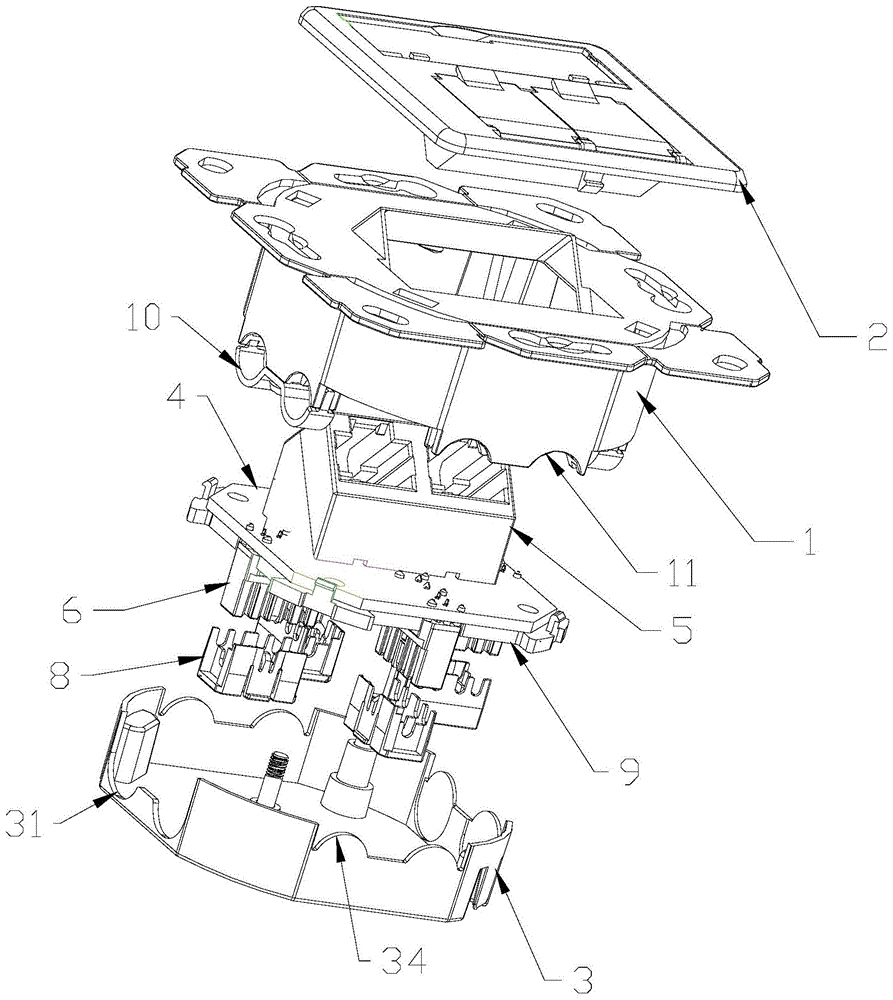 一种新型四向进线网络插座的制作方法