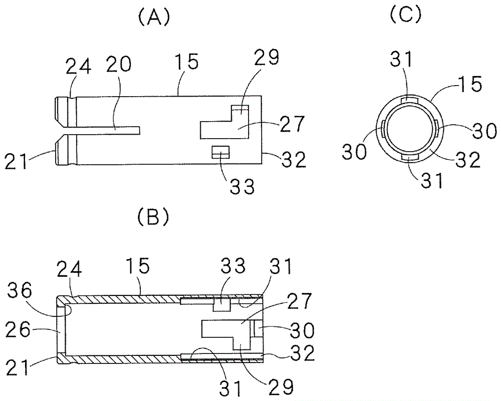 带橡皮擦的按动式书写工具的制作方法