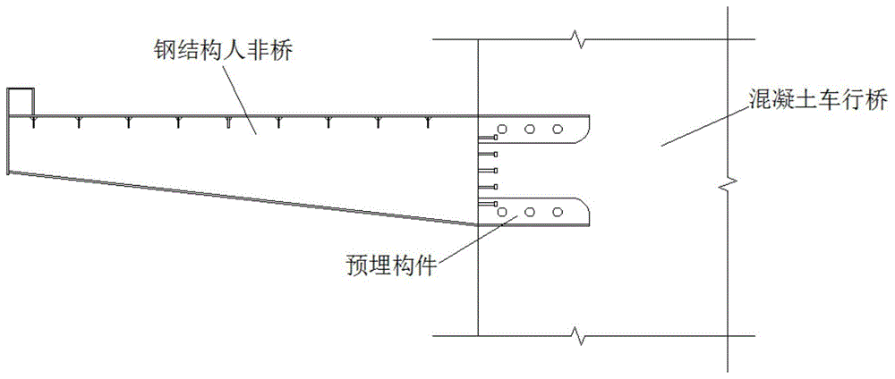 悬挑钢结构人非桥与混凝土车行桥的双向变位连接构造的制作方法