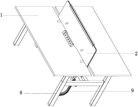 桌屏与台面可联动升降的桌子的制作方法