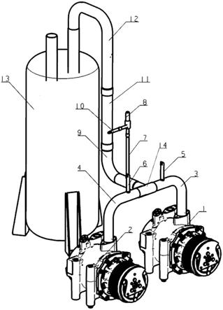 一种燃气热泵多压缩机吸气管路结构的制作方法