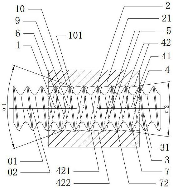 哑铃状锥度左大右小双向锥形内螺纹与传统螺纹连接结构的制作方法