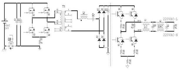 一种车载逆变电源系统设计实现的电路结构的制作方法