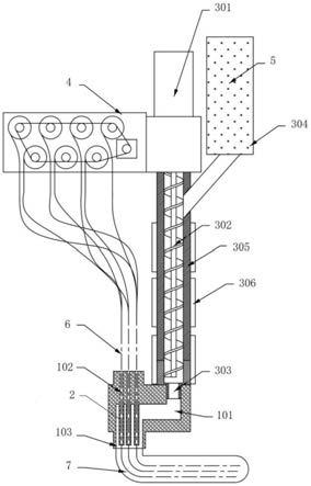 一种连续纤维混料喷嘴、分散混入挤出装置及3D打印机的制作方法